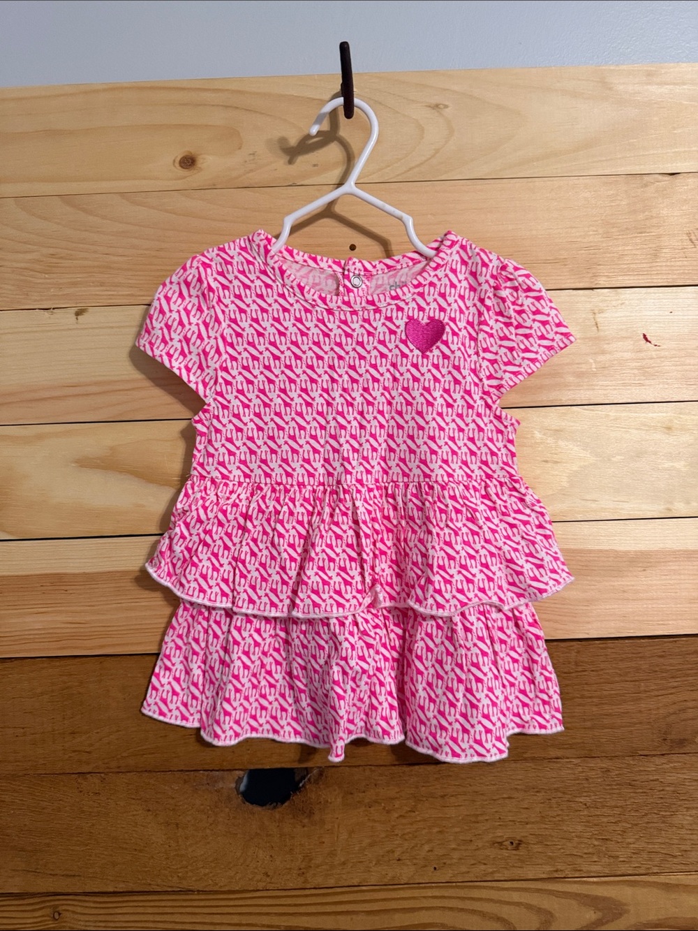 child of mine Pink Tiered Heart-Accent Casual top